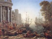 Claude Lorrain Seaport with the embarkation of Saint Ursula oil painting artist
